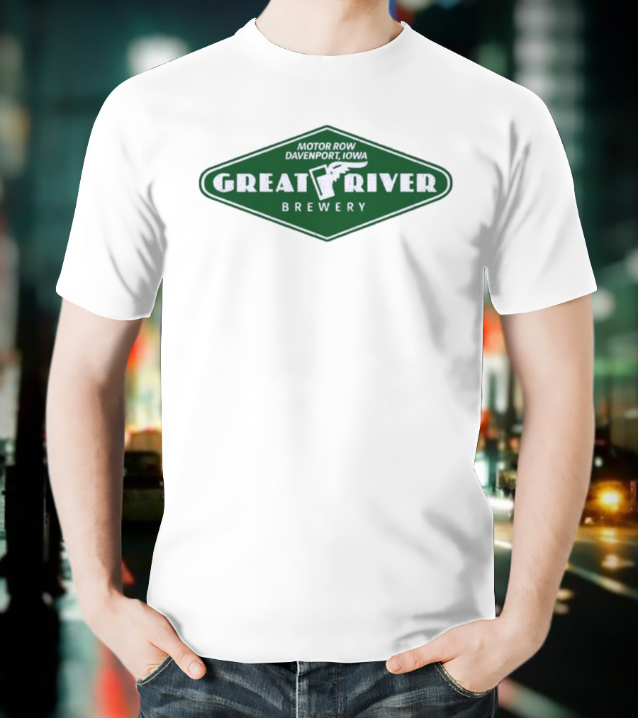 Motor Row Davenport Iowa Great River Brewery T-Shirt