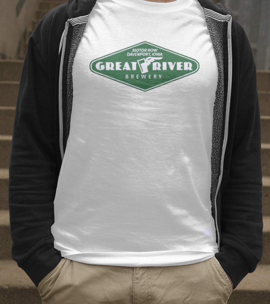 Motor Row Davenport Iowa Great River Brewery T-Shirt