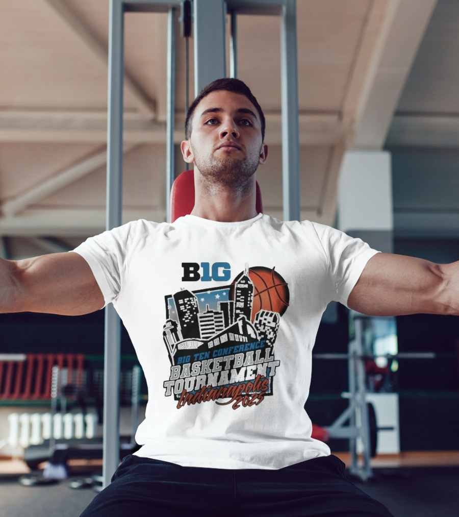 Big Ten Conference Basketball Tournament Indianapolis 2025 City Skyline Basketball Urban Scene T-Shirt