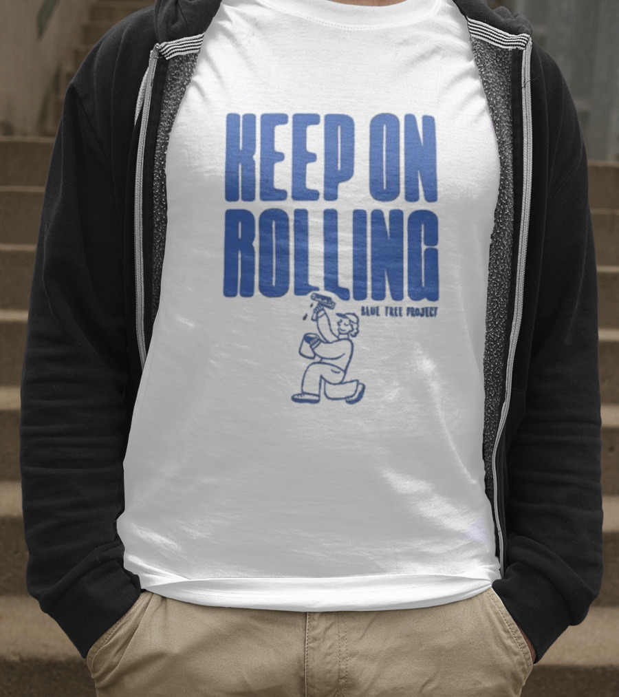 Keep On Rolling Blue Tree Project T-Shirt