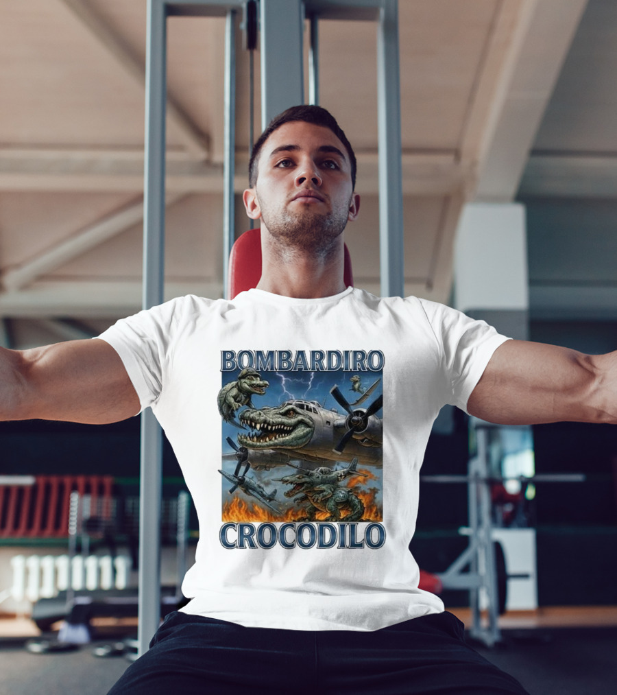Bombardiro Crocodilo Italian Brainrot Meme Airplane Crocodile Battle T-Shirt