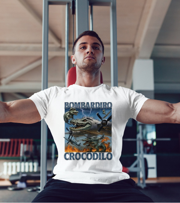 Bombardiro Crocodilo Italian Brainrot Meme Airplane Crocodile Battle T-Shirt