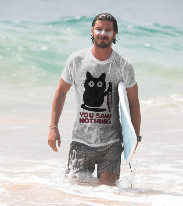 Black Cat With Knife You Saw Nothing T-Shirt