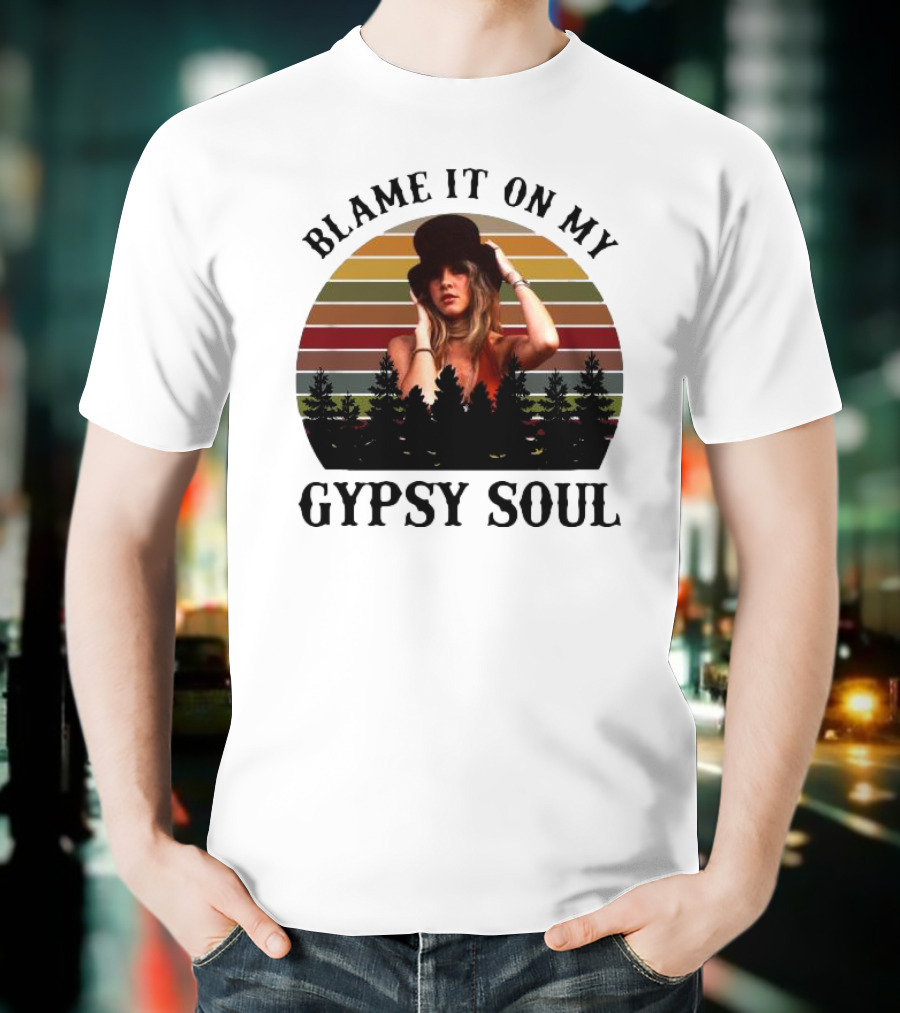 Blame It On My Gypsy Soul Vintage Sunset Forest Retro Style T-Shirt