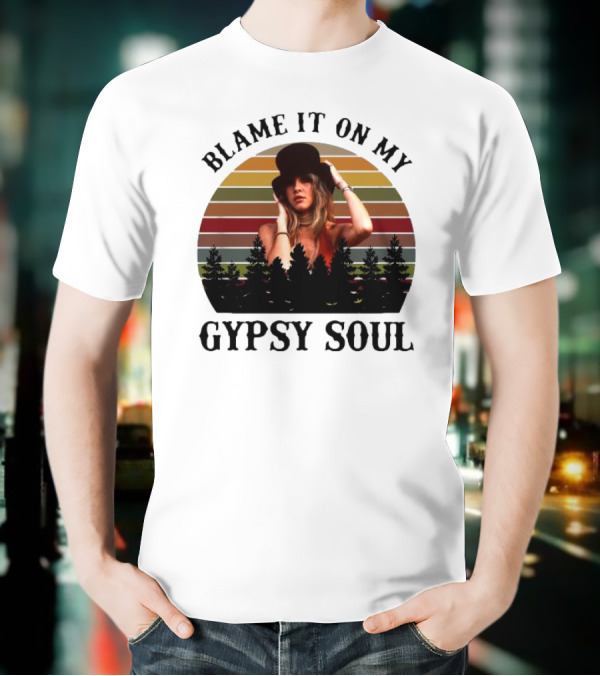 Blame It On My Gypsy Soul Vintage Sunset Forest Retro Style T-Shirt