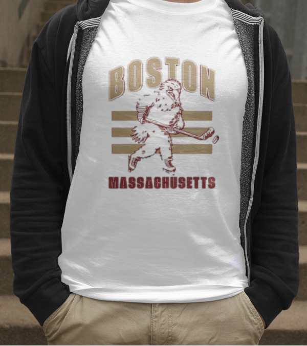 Boston Massachusetts Hockey Mascot Skater T-Shirt