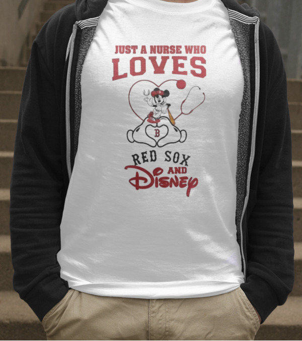 Boston Red Sox Just A Nurse Who Loves Disney Baseball Mickey Mouse 2025 T-Shirt