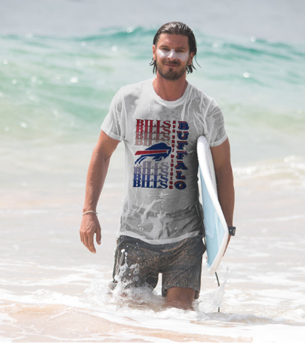 Buffalo Bills AFC East Division Bills Repeated Blue And Red Text T-Shirt