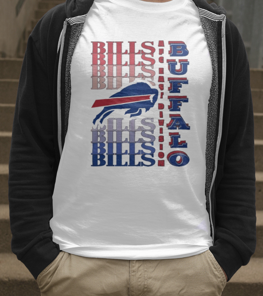Buffalo Bills AFC East Division Bills Repeated Blue And Red Text T-Shirt