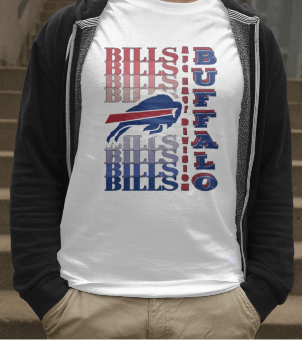 Buffalo Bills AFC East Division Bills Repeated Blue And Red Text T-Shirt