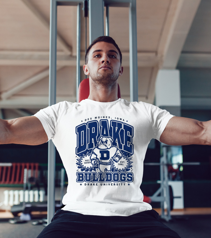 Des Moines Iowa Drake University Bulldogs Mascot Hot Dogs Est 1881 T-Shirt