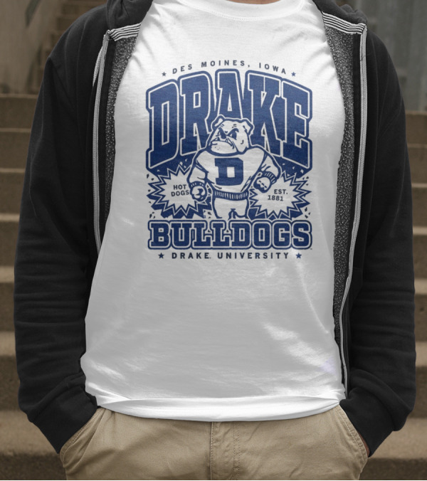 Des Moines Iowa Drake University Bulldogs Mascot Hot Dogs Est 1881 T-Shirt