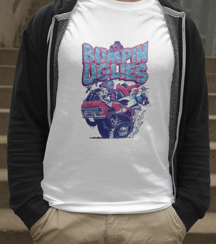 "Bumpin Uglies Red Truck With Fish Cartoon" T-Shirt