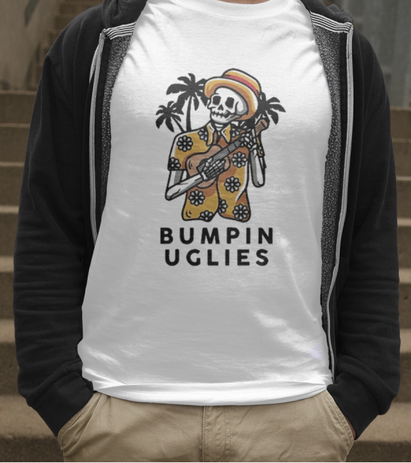 Bumpin Uglies Skeleton Playing Ukulele In Hawaiian T-Shirt