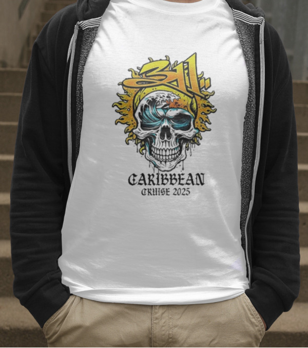 311 Caribbean Cruise 2025 Skull Wave T-Shirt