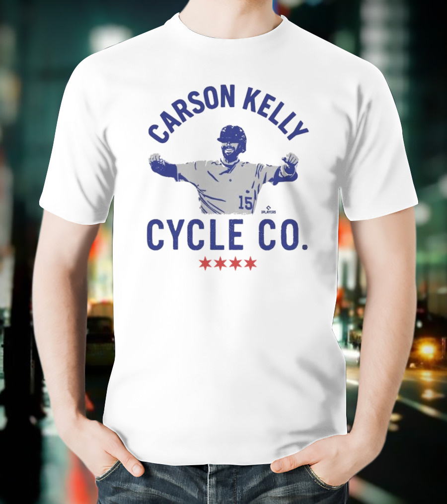 Carson Kelly Cycle Co MLBPA Number 15 Baseball Star Iconic Red Stars Theme T-Shirt