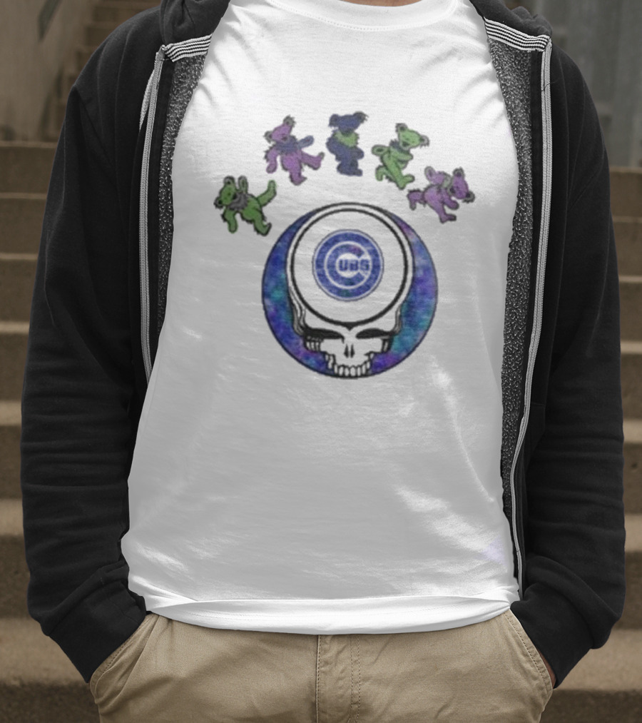 Chicago Cubs 2025 Grateful Dead Night Skull Bears Baseball T-Shirt