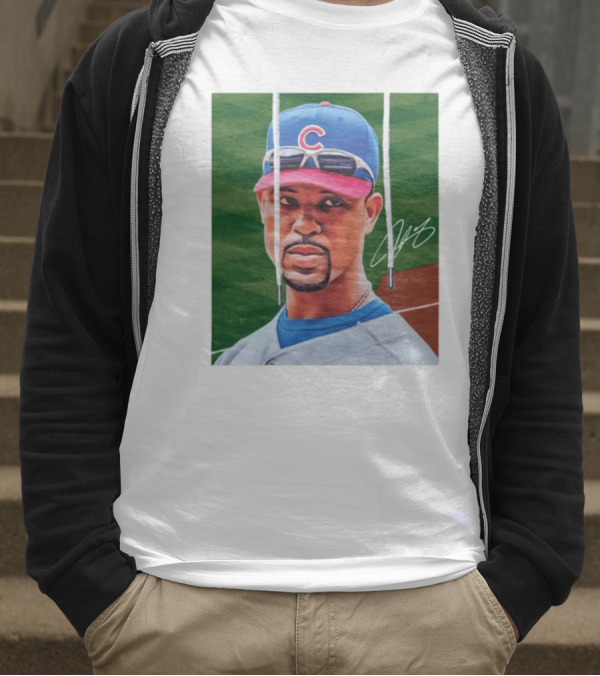 Chicago Cubs Derrek Lee Signature Portrait With Cap And Sunglasses T-Shirt