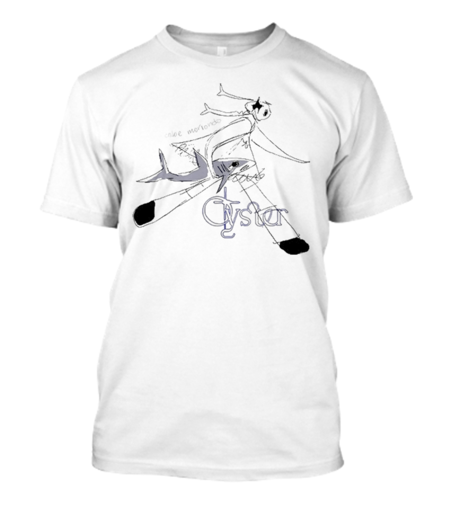 Chloe Moriondo Oyster 2025 Illustrated Fish And Bicycle Art T-Shirt