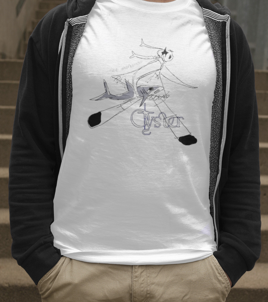 Chloe Moriondo Oyster 2025 Illustrated Fish And Bicycle Art T-Shirt