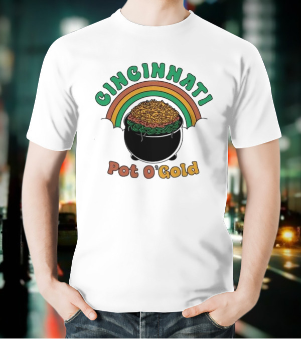 Cincinnati Pot O Gold Rainbow St Patricks Day T-Shirt