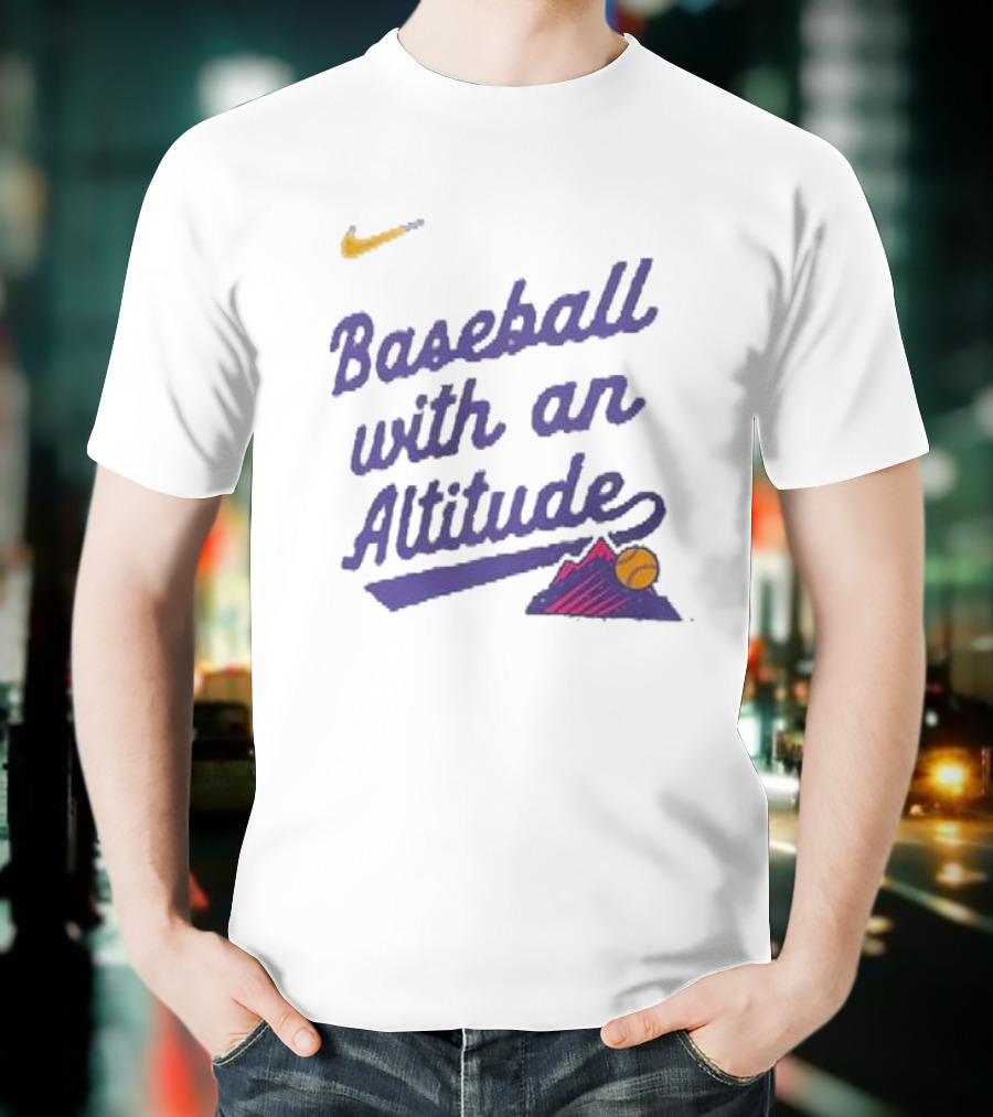Nike Baseball With An Altitude Rockies Mountains Graphic T-Shirt