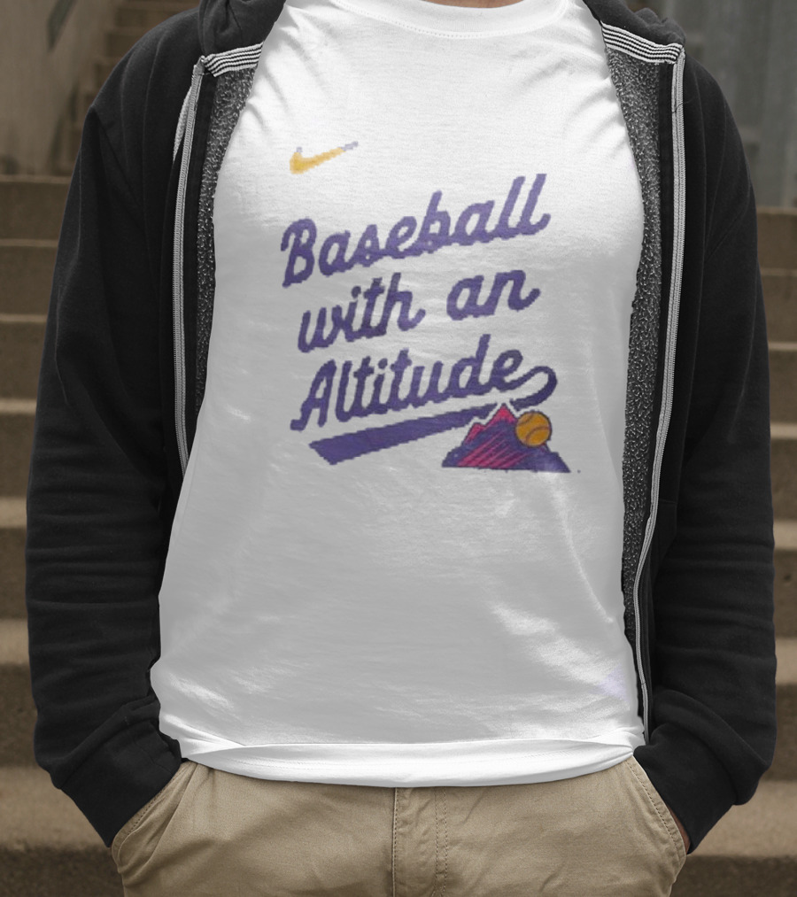 Nike Baseball With An Altitude Rockies Mountains Graphic T-Shirt