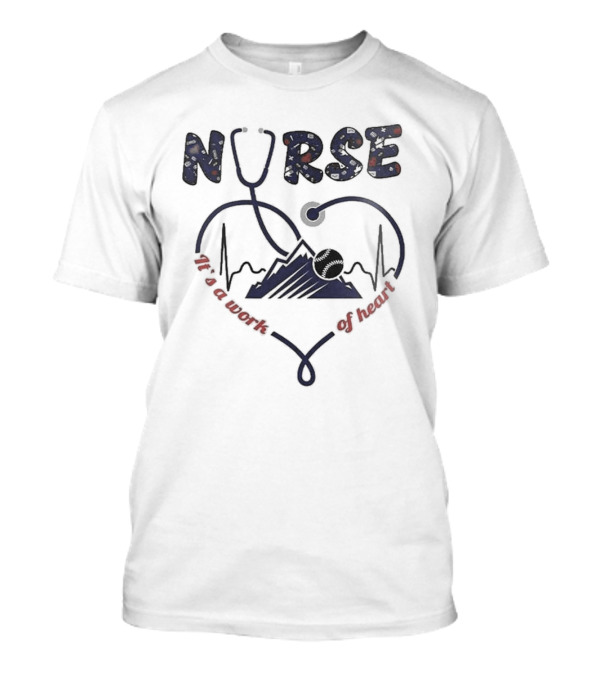 Colorado Rockies Nurses Appreciation Night 2025 Nurse Heartbeat Stethoscope Baseball T-Shirt