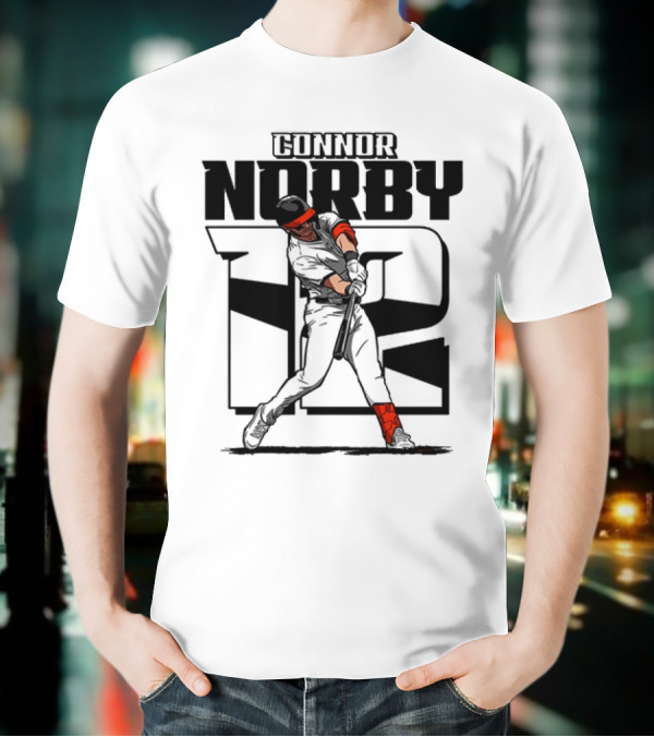 Solid Black Silhouette Baseball Connor Norby #12 Orioles Player T-Shirt
