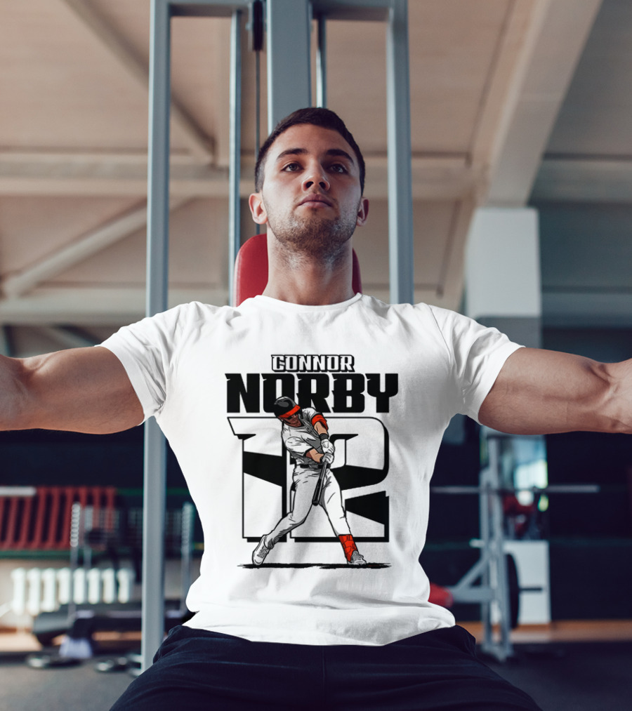 Solid Black Silhouette Baseball Connor Norby #12 Orioles Player T-Shirt