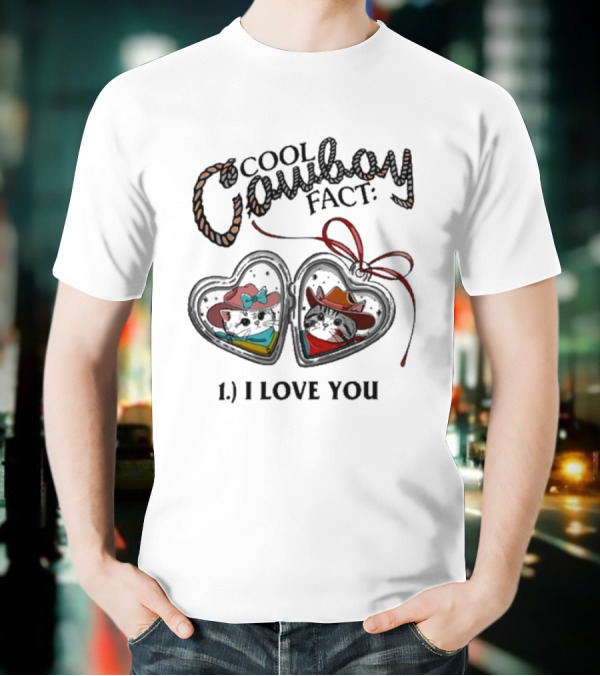 Cool Cowboy Fact 1 I Love You Mustache Hat And Boots T-Shirt