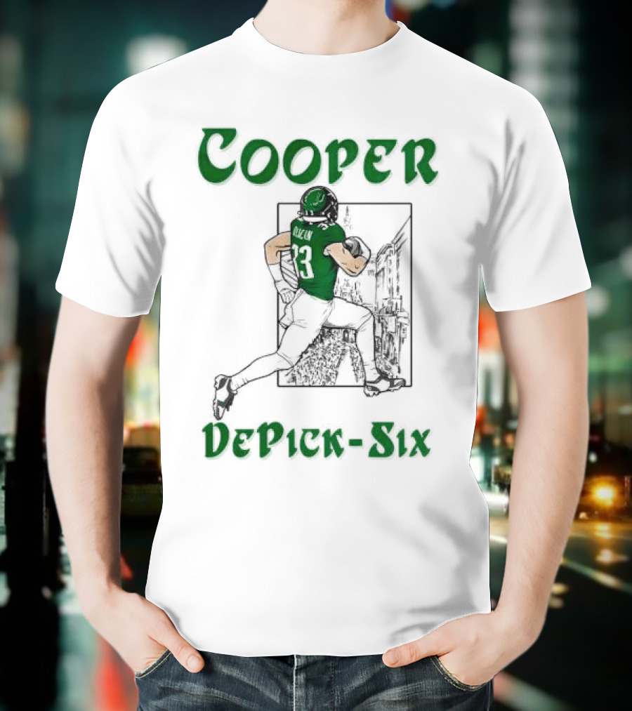 Cooper DePick-Six Cooper Philadelphia Eagles Football Player Illustration T-Shirt