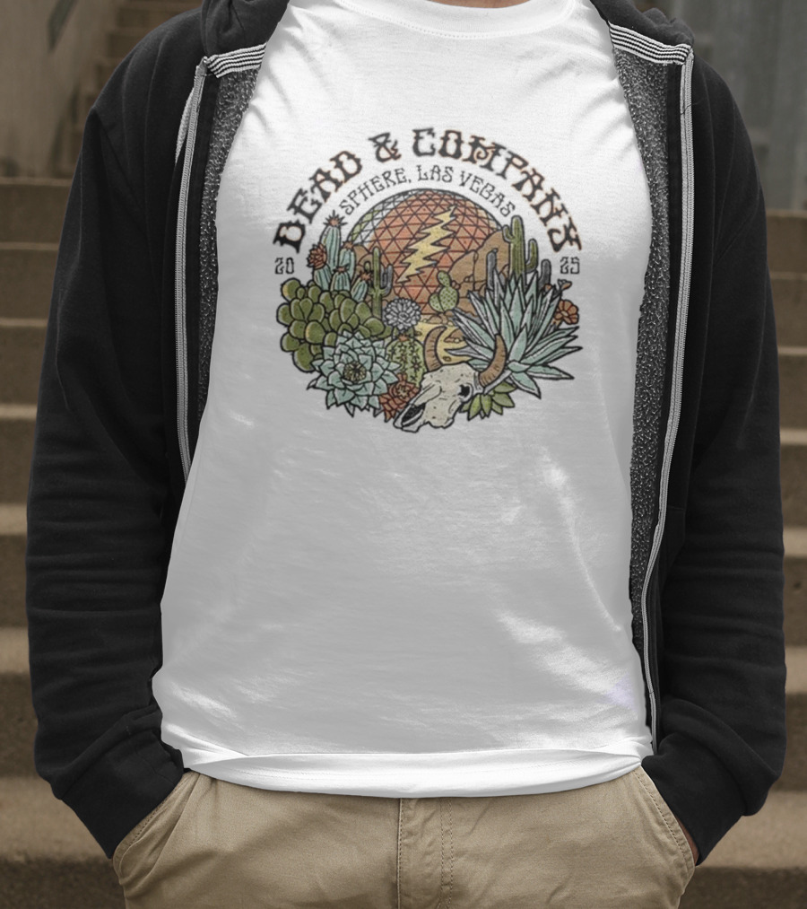 Dead & Company March 2025 Sphere Las Vegas NV Cactus Lightning Bolt T-Shirt