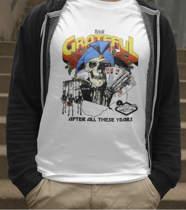 Dead And Company Grateful Skeleton With Blue Hat And Roses T-Shirt