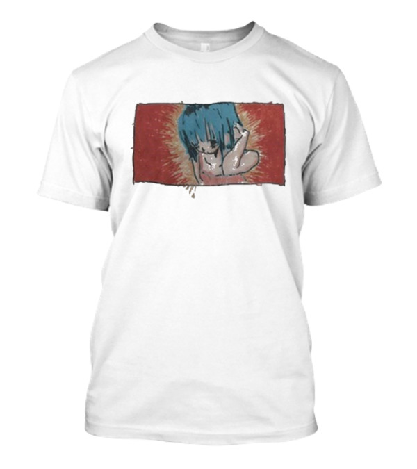 Kuru Blue-Haired Apparition Red Background Deadair T-Shirt