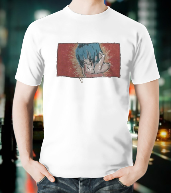Kuru Blue-Haired Apparition Red Background Deadair T-Shirt