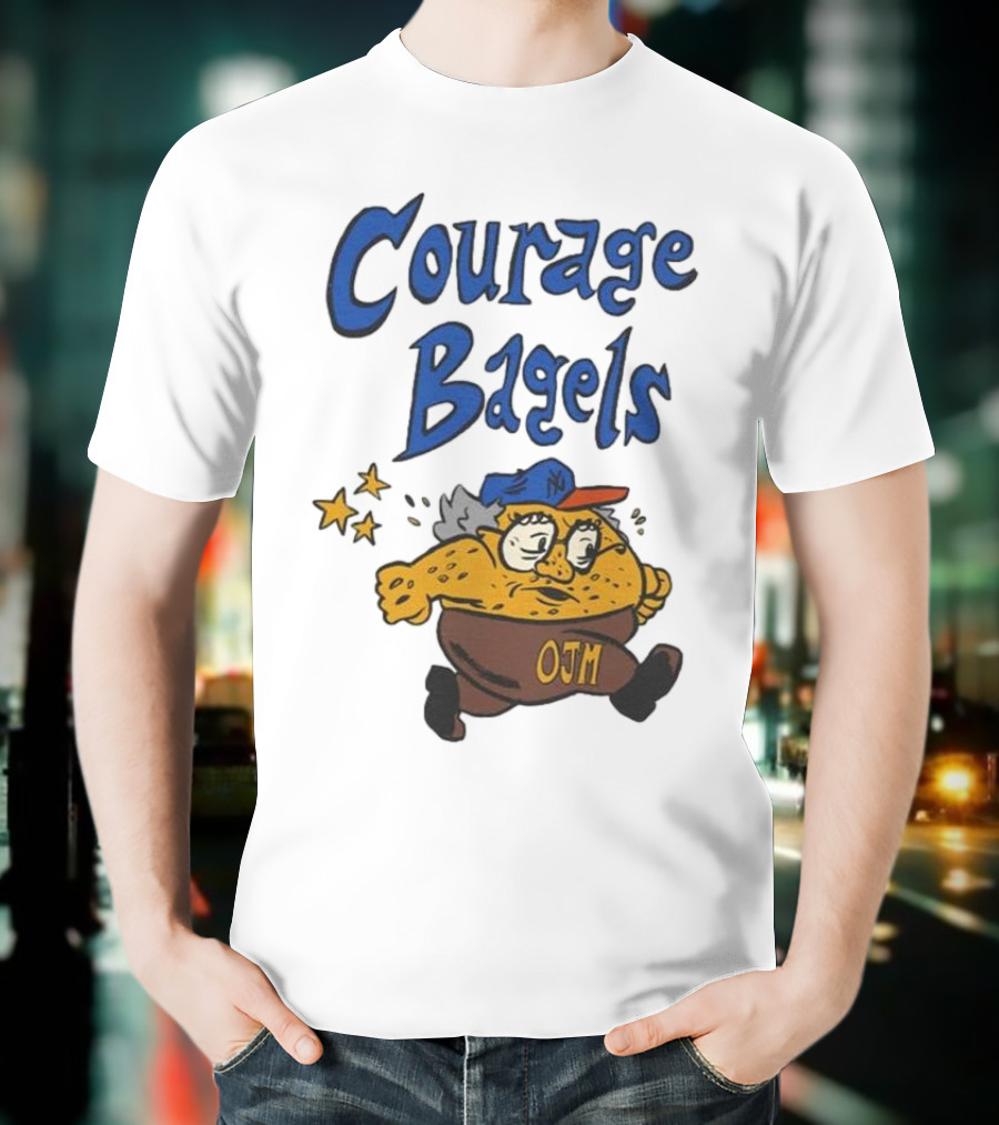 Courage Bagels OJM Character With New York Mets Cap T-Shirt