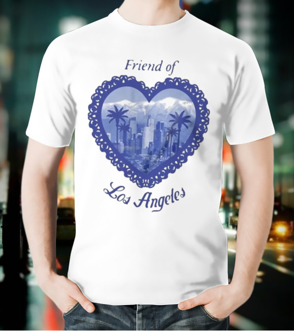 Friend Of Los Angeles Crooked Jon Lovett Heart Skyline Palms T-Shirt