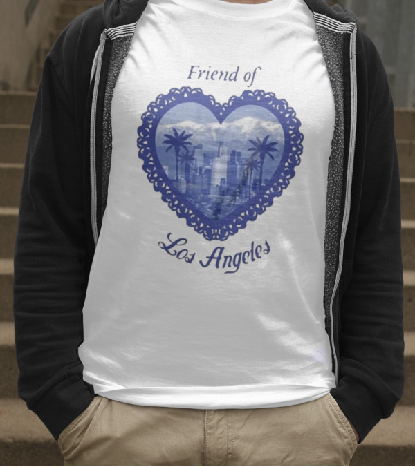 Friend Of Los Angeles Crooked Jon Lovett Heart Skyline Palms T-Shirt