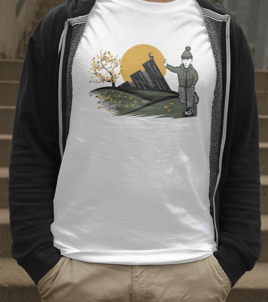 Daft Laddie Autumn Outdoors Skyline With Person Walking T-Shirt