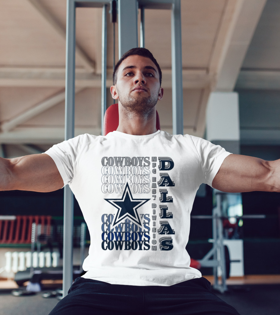 Dallas Cowboys NFC East Division Star Graphics Cowboys Text Pattern T-Shirt