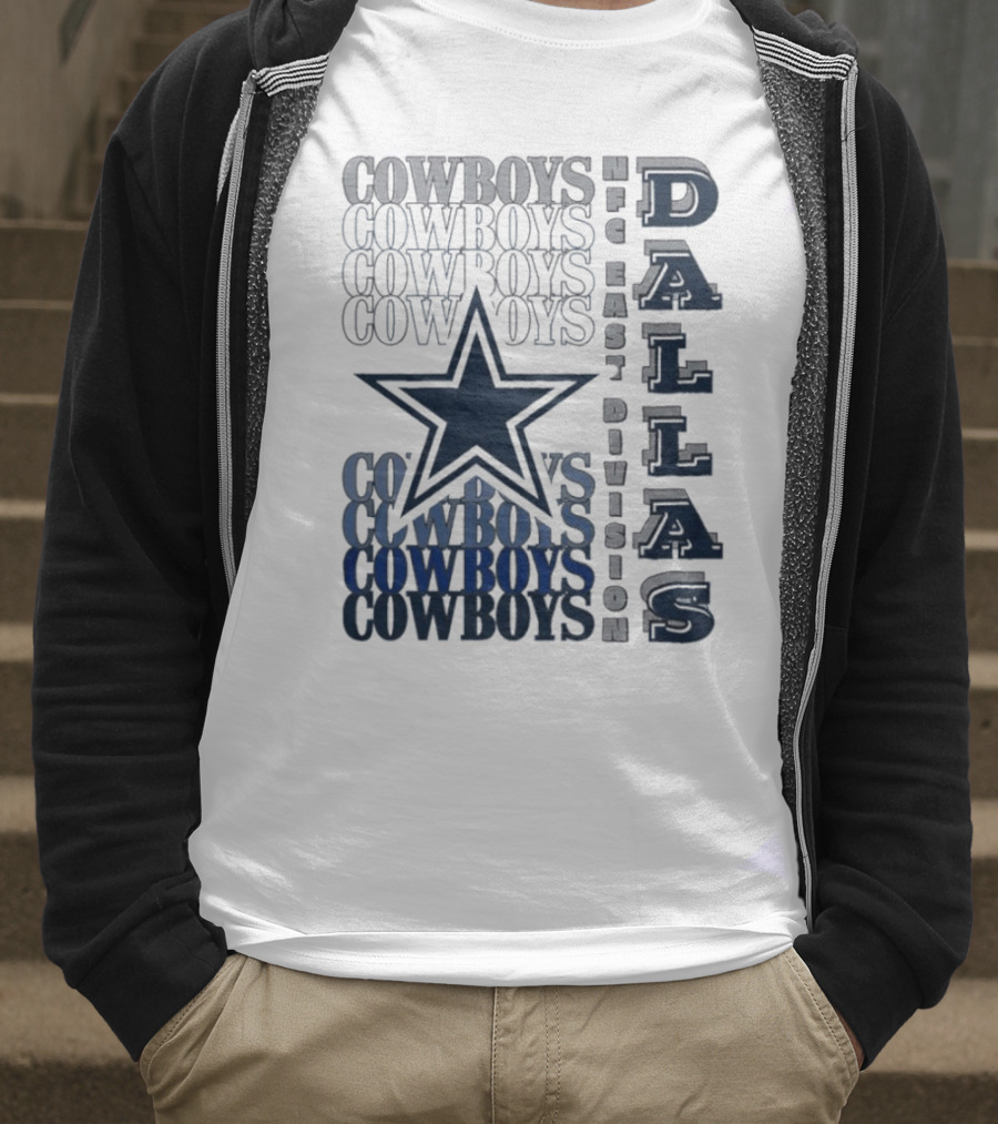 Dallas Cowboys NFC East Division Star Graphics Cowboys Text Pattern T-Shirt
