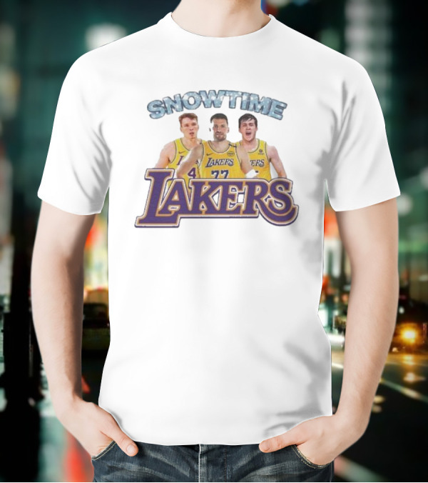 Los Angeles Lakers Snowtime Players Dalton Knecht Austin Reaves Luka Doncic T-Shirt