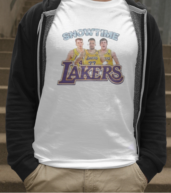 Los Angeles Lakers Snowtime Players Dalton Knecht Austin Reaves Luka Doncic T-Shirt