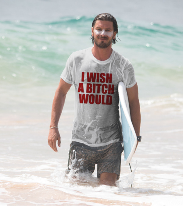 Deluludesigns I Wish A Bitch Would Red Bold Statement T-Shirt