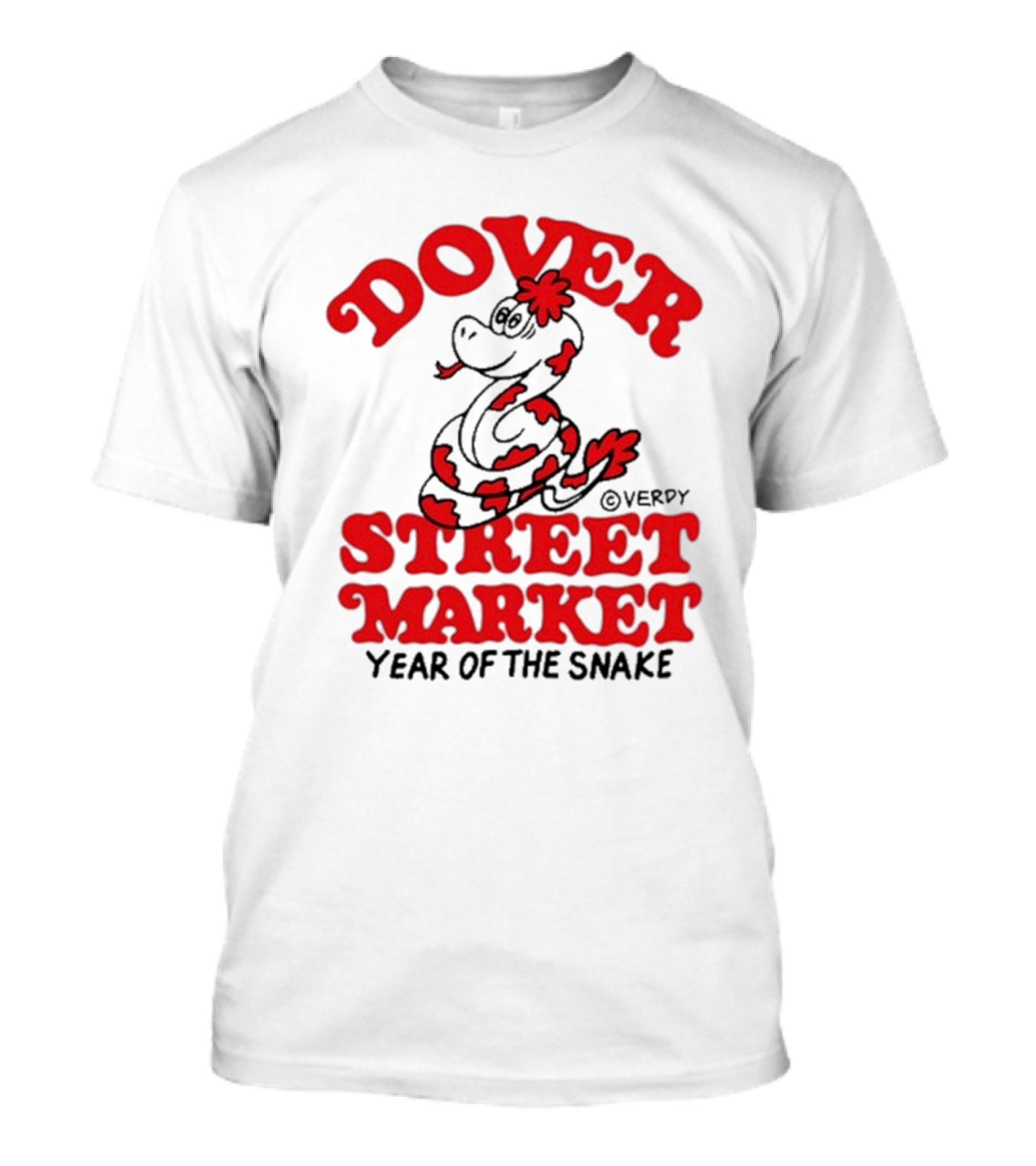 Dover Street Market X Year Of The Snake Red Text Desempacados Verdy Collaboration T-Shirt