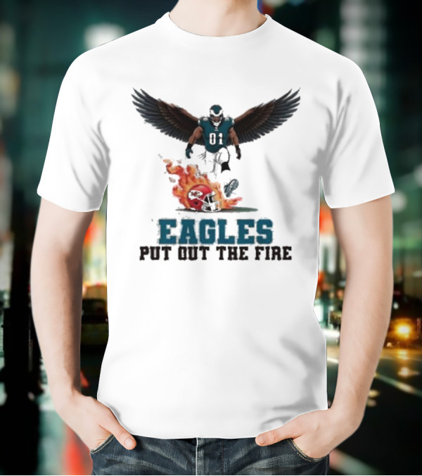 Eagles 01 Player Crushes Flaming Helmet T-Shirt