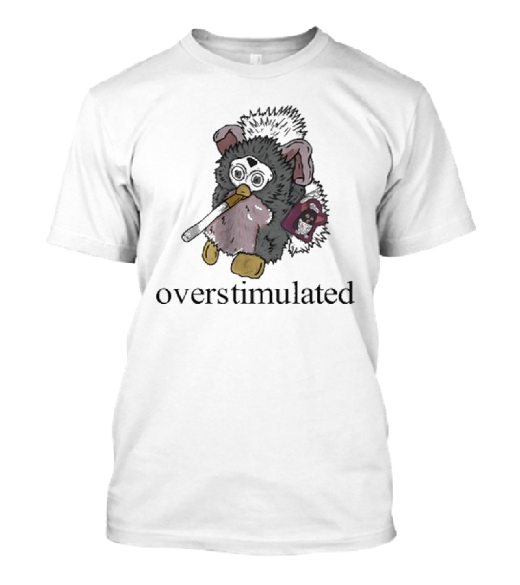Emotionalclub Overstimulated Nostalgic Creature With Fuzzy Ears And Toy Radio T-Shirt