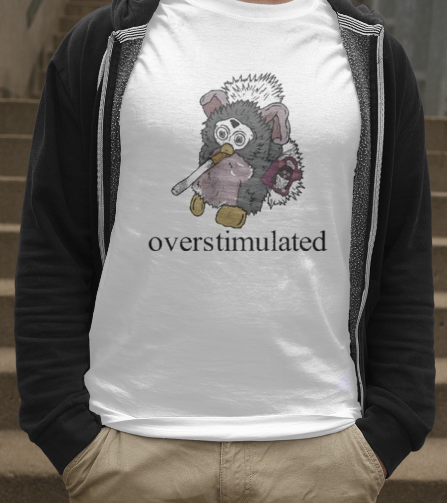 Emotionalclub Overstimulated Nostalgic Creature With Fuzzy Ears And Toy Radio T-Shirt