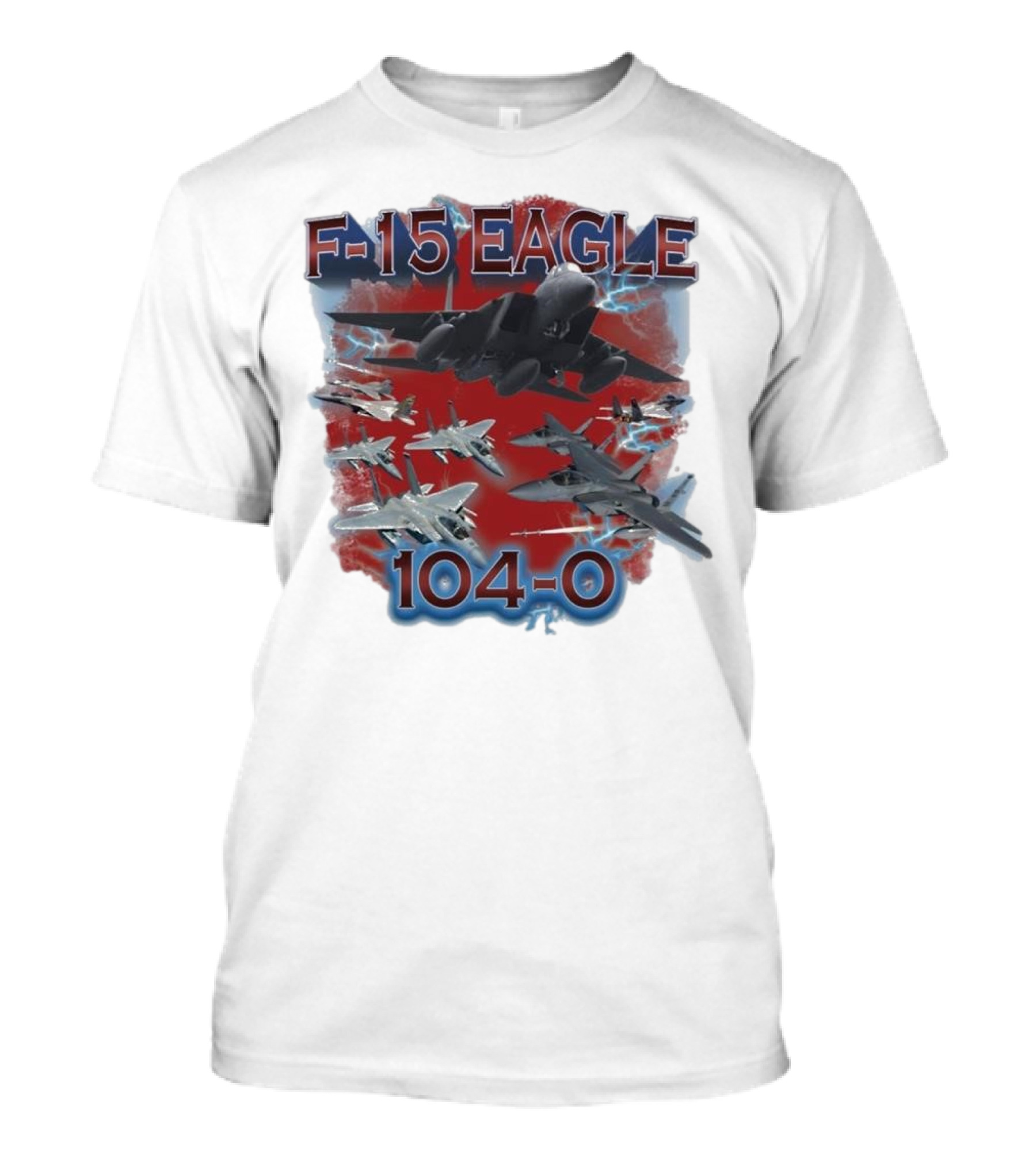 F-15 Eagle 104-0 Fighter Jet Lightning Squadron T-Shirt